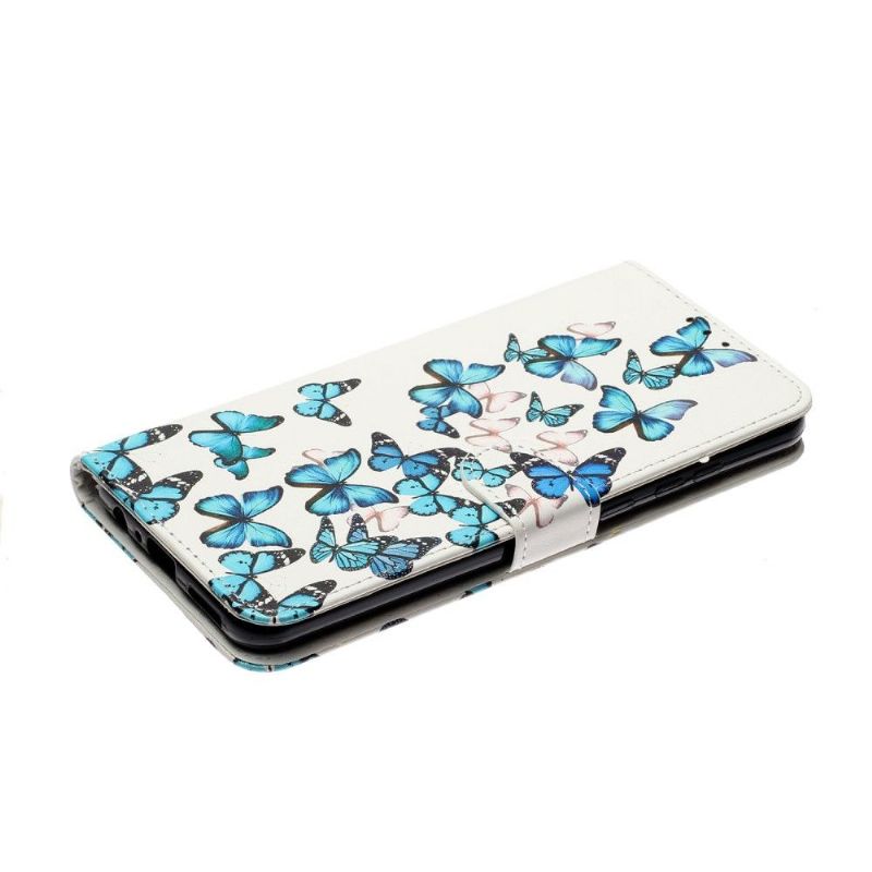 Housse Huawei Y6p Multiples Papillons Bleus