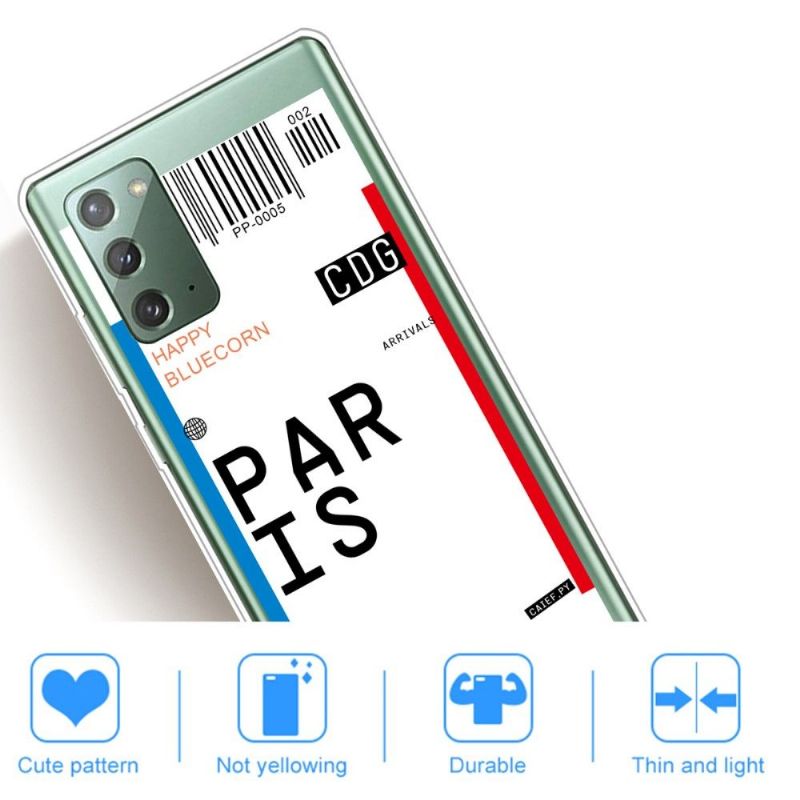 Coque Samsung Galaxy Note 20 Boarding Pass 02 PARIS