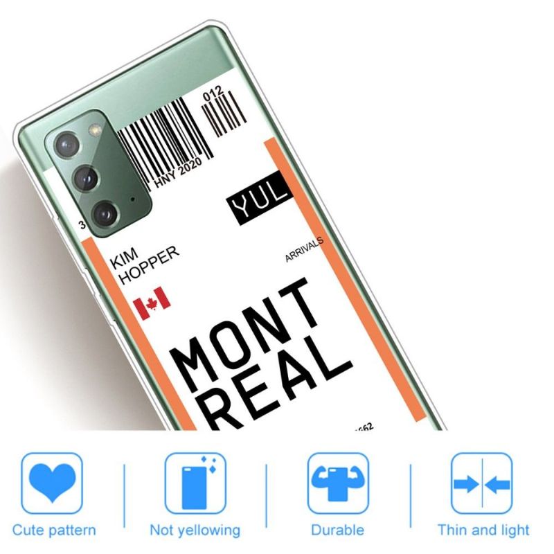 Coque Samsung Galaxy Note 20 Boarding Pass 04 MONTREAL