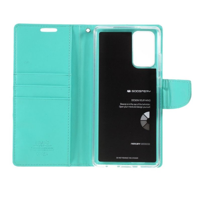 Housse Samsung Galaxy Note 20 Bravo Series imitation cuir - Cyan