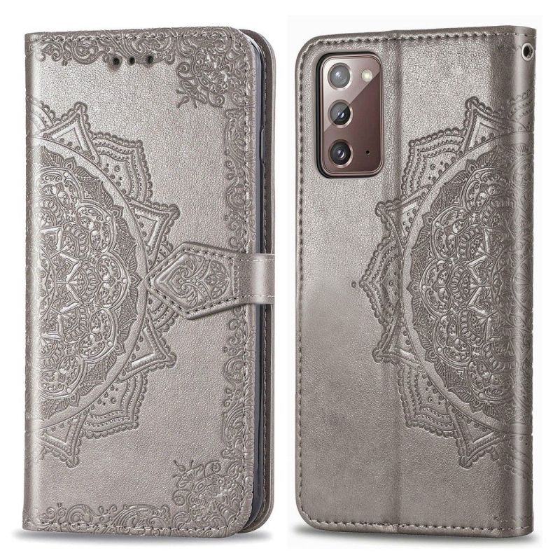 Housse Samsung Galaxy Note 20 Mandala relief en simili cuir