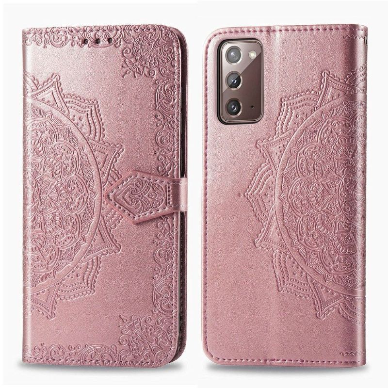 Housse Samsung Galaxy Note 20 Mandala relief en simili cuir