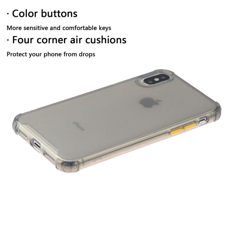 Coque iPhone XS / X semi transparent avec bouton couleur