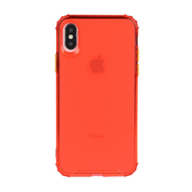 Coque iPhone XS / X semi transparent avec bouton couleur