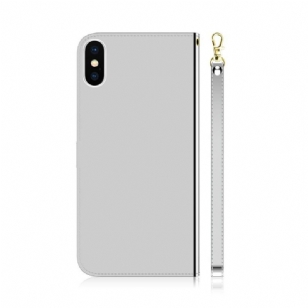 Housse iPhone XS / X simili cuir effet miroir