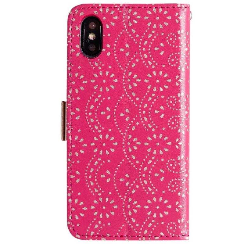 iPhone XS / X - Housse motif dentelle avec lanière