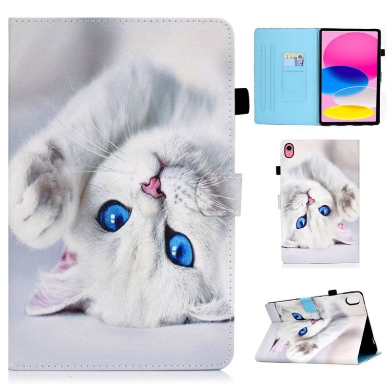 Housse iPad 10.9" (2022) Chat Blanc aux Yeux Bleus