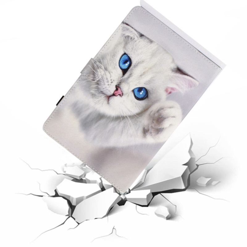 Housse iPad 10.9" (2022) Chat Blanc aux Yeux Bleus