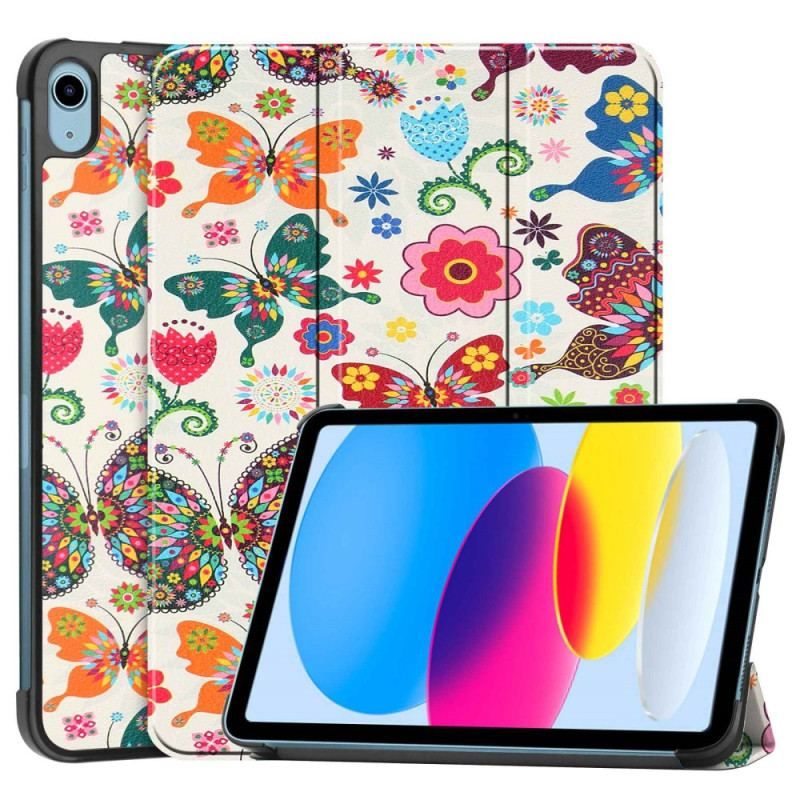 Smart Case iPad 10.9'' (2022) Renforcée Papillons et Fleurs