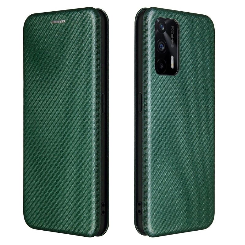 Housse Realme GT 5G simili cuir style fibre de carbone