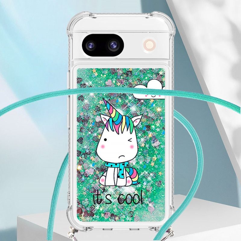 Coque à Cordon Google Pixel 8A Paillettes Motif Fun