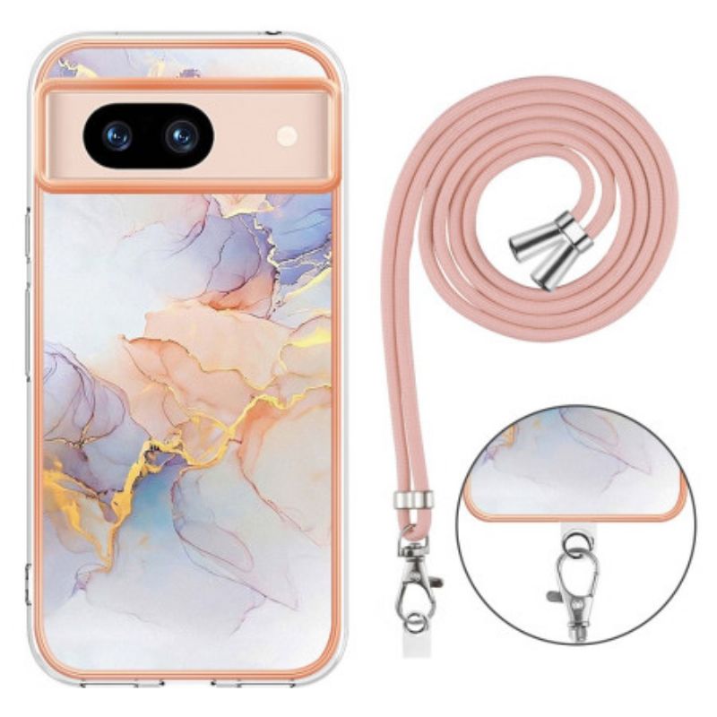 Coque Google Pixel 8A Marbre Orange et Rose