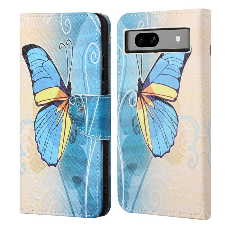 Housse Google Pixel 8A Papillon Jaune et Bleu