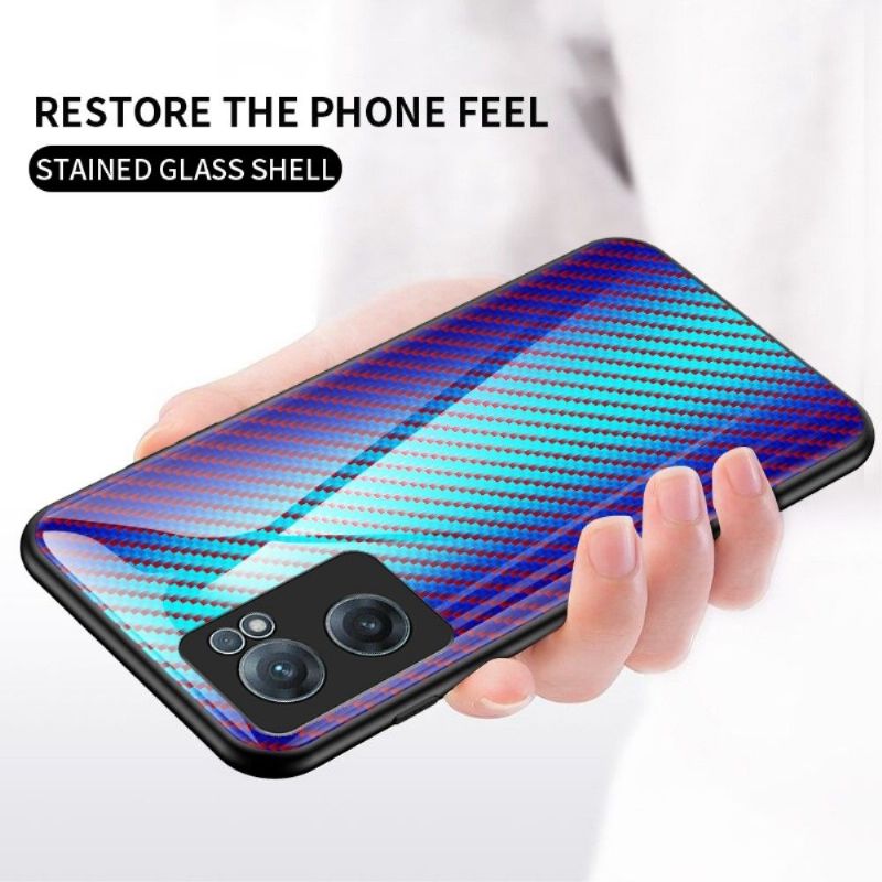 Coque OnePlus Nord CE 2 5G style fibre carbone en verre trempé