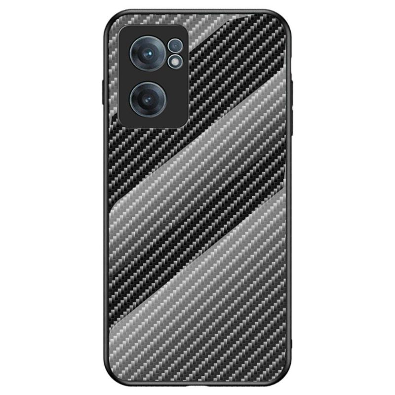 Coque OnePlus Nord CE 2 5G style fibre carbone en verre trempé