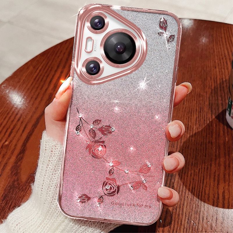 Coque Huawei Pura 70 Pro Fleurs et Strass KADEM