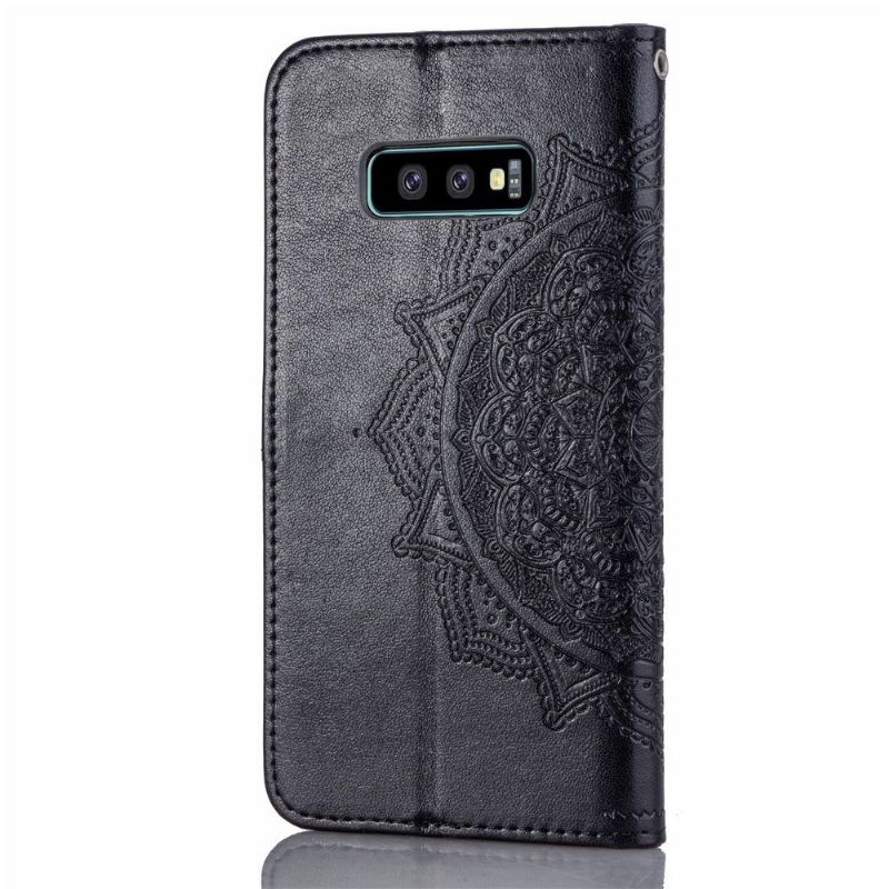 Housse Samsung Galaxy S10e Mandala relief en simili cuir