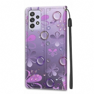 Housse Samsung Galaxy A52s 5G, A52 5G et A52 4G Illustration fleurs violettes