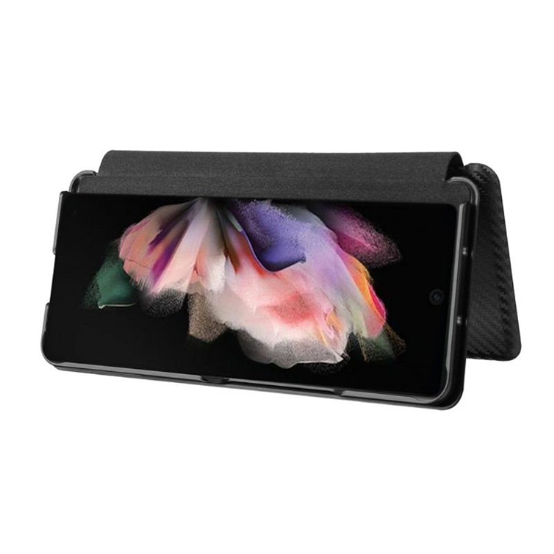 Housse Samsung Galaxy Z Fold3 5G simili cuir fibre de carbone