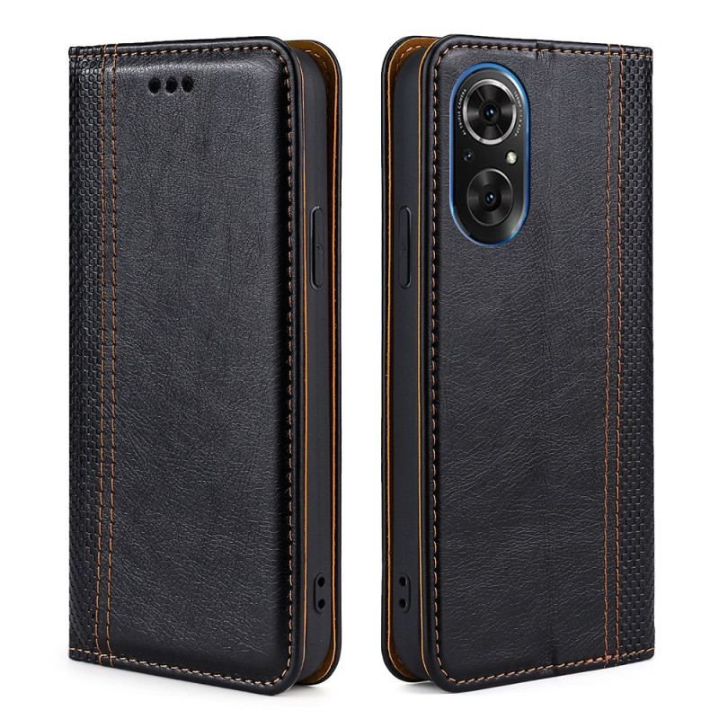 Flip Cover Honor 50 SE Cuir Litchi Coutures