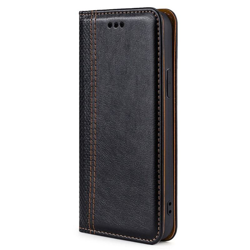 Flip Cover Honor 50 SE Cuir Litchi Coutures