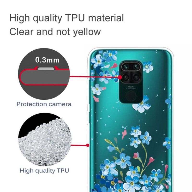 Coque Xiaomi Redmi Note 9 Fleurs Bleues