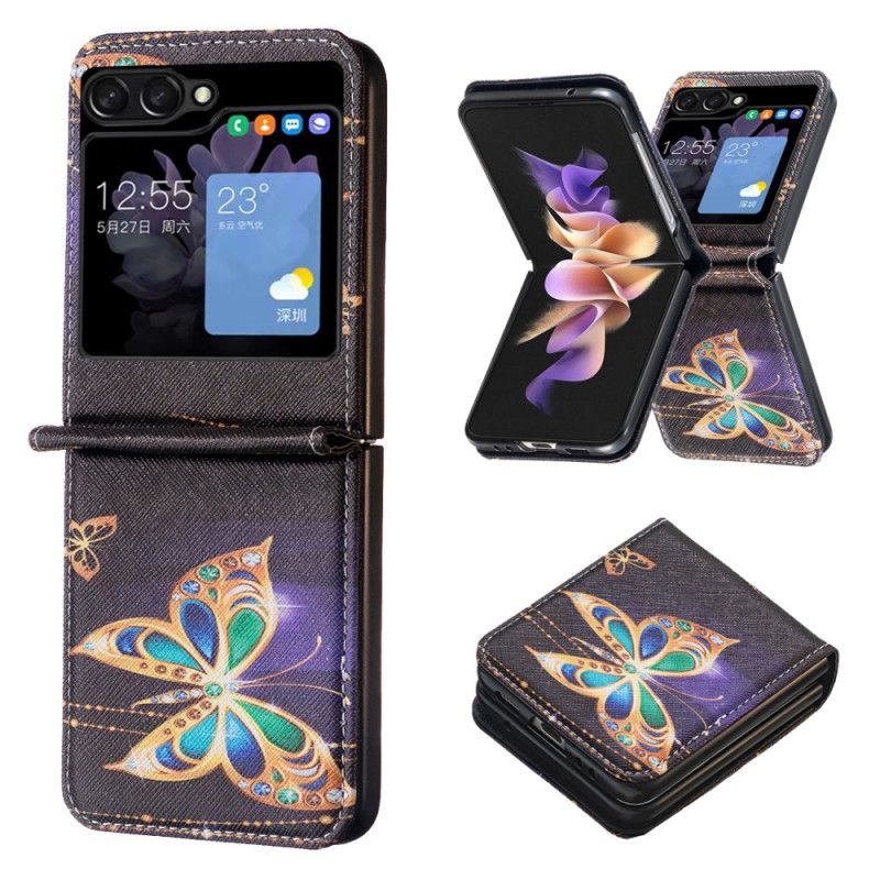 Coque Samsung Galaxy Z Flip 5 Papillons Dorés