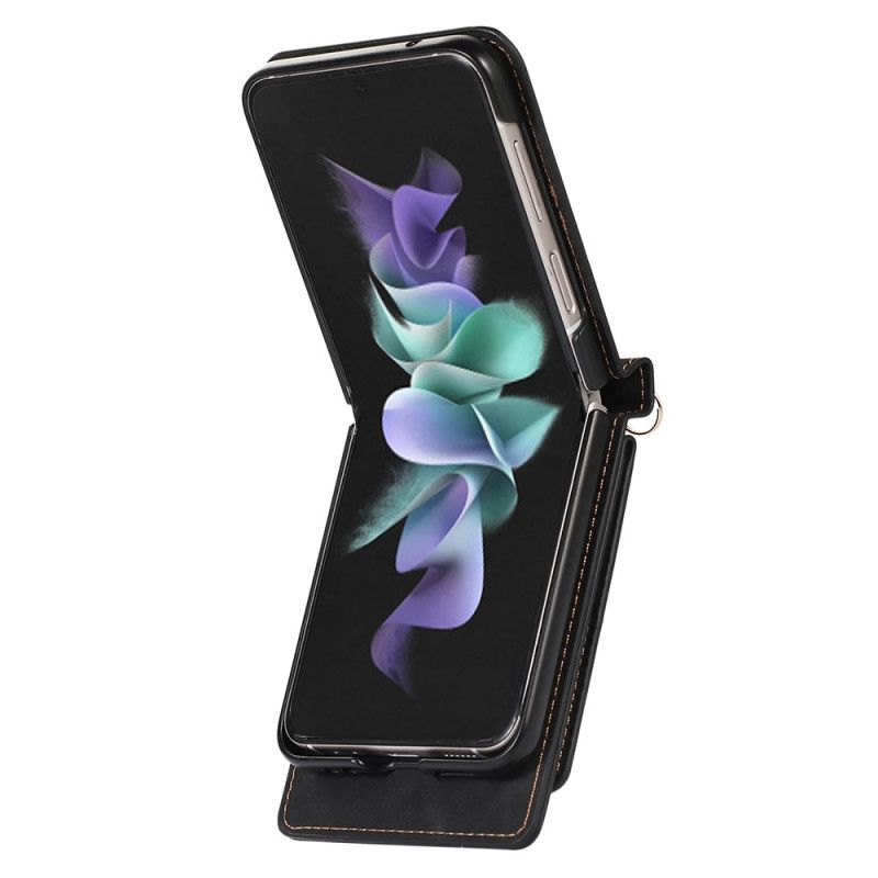 Coque Samsung Galaxy Z Flip 5 Porte-Cartes, Miroir et Bandoulière