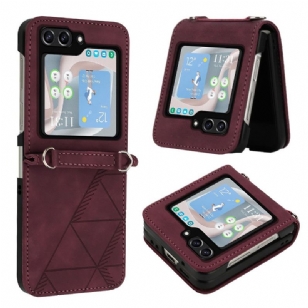 Coque Samsung Galaxy Z Flip 5 Simili Cuir Triangles