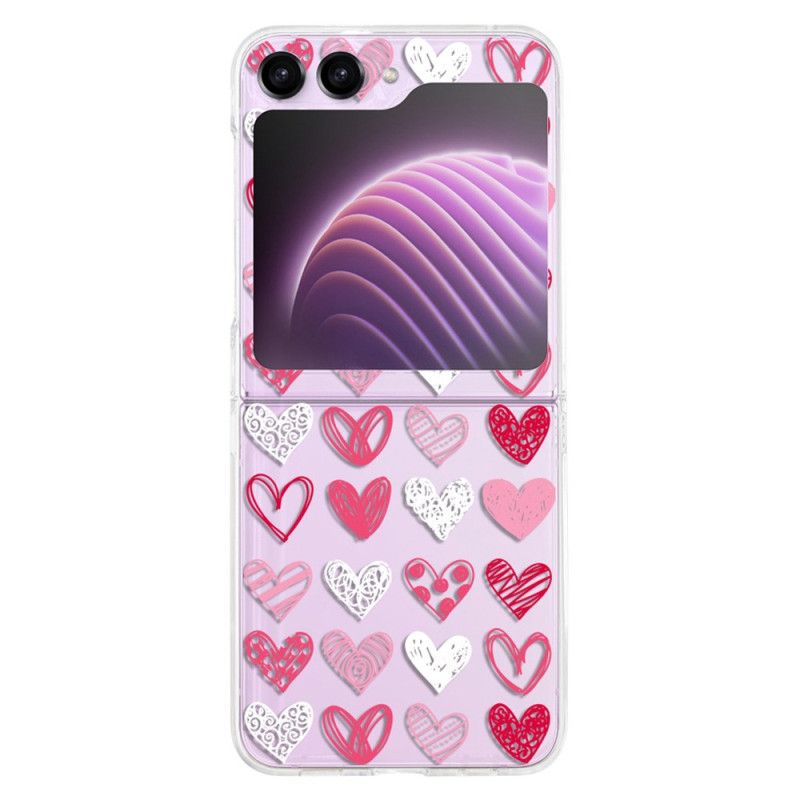 Coque Samsung Galaxy Z Flip 5 Transparente Coeurs