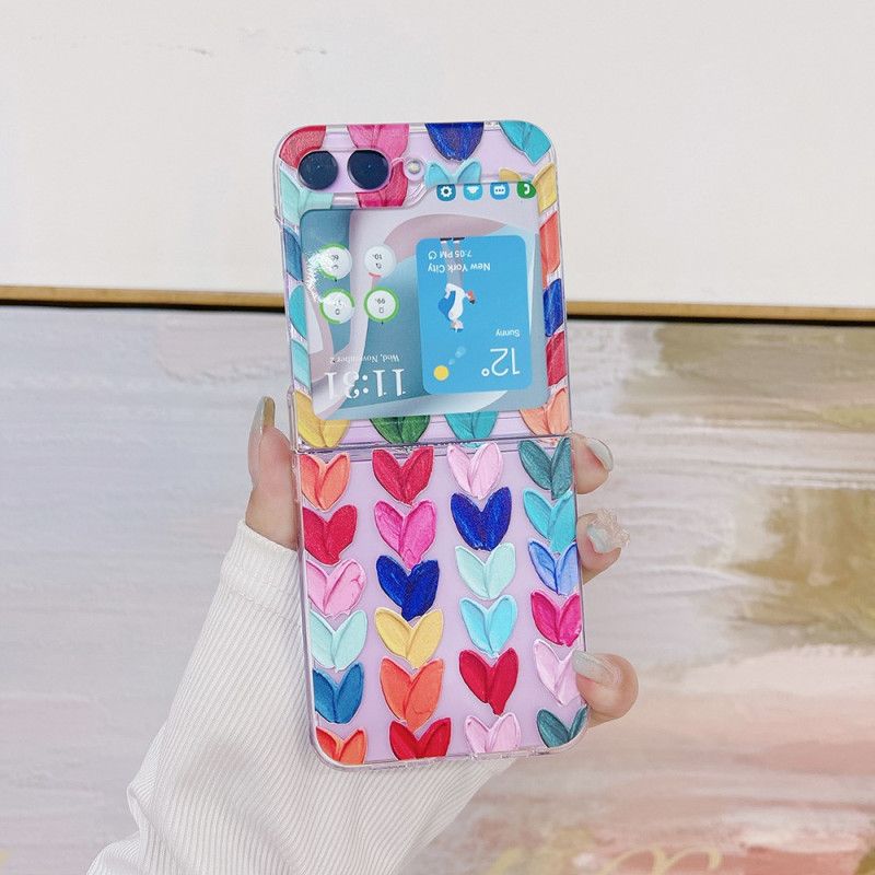 Coque Samsung Galaxy Z Flip 5 Transparente Coeurs