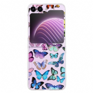 Coque Samsung Galaxy Z Flip 5 Transparente Papillons Colorés