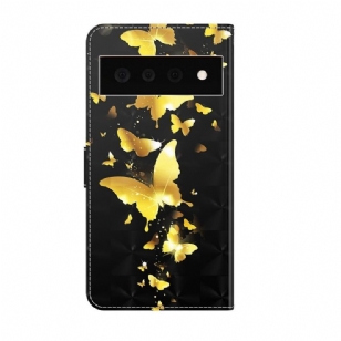 Housse Google Pixel 6 Pro illustration papillons dorés