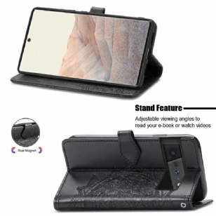 Housse Google Pixel 6 Pro Mandala relief en simili cuir