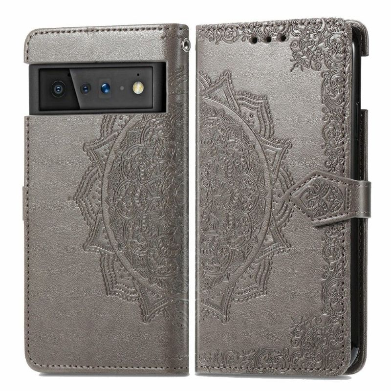 Housse Google Pixel 6 Pro Mandala relief en simili cuir