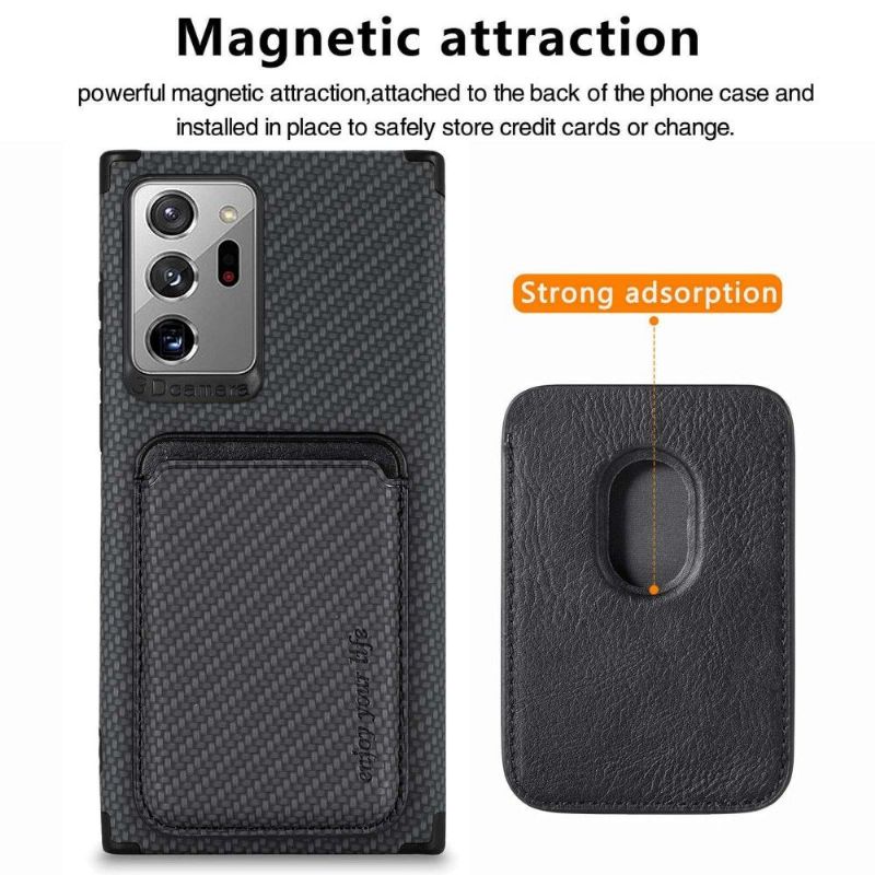 Coque Samsung Galaxy Note 20 Ultra Fibre de Carbone Porte-cartes magnétique