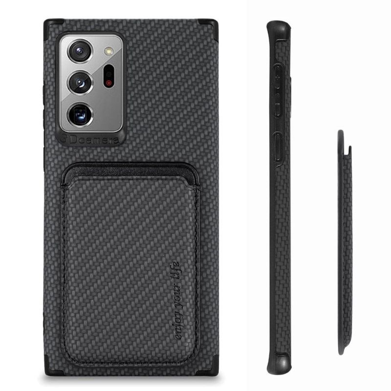 Coque Samsung Galaxy Note 20 Ultra Fibre de Carbone Porte-cartes magnétique