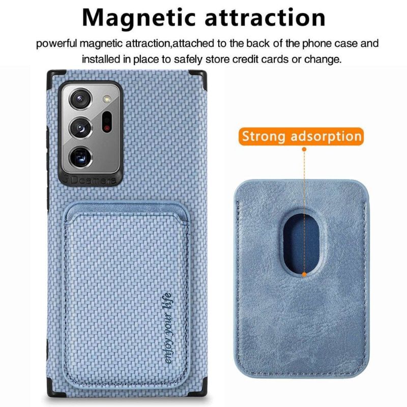 Coque Samsung Galaxy Note 20 Ultra Fibre de Carbone Porte-cartes magnétique