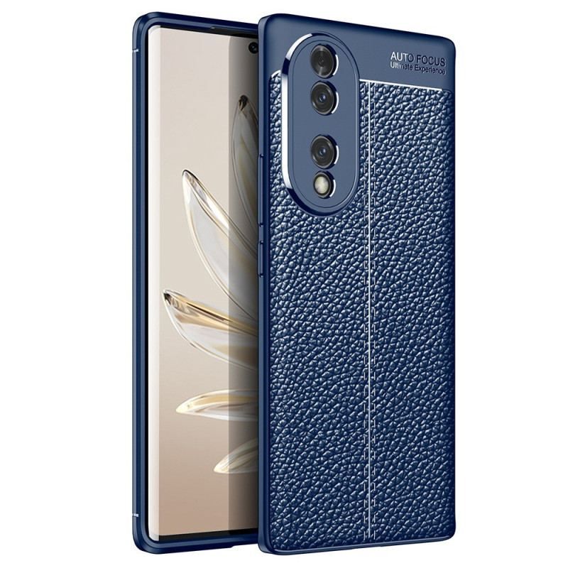 Coque Honor 70 Effet Cuir Litchi Double Line