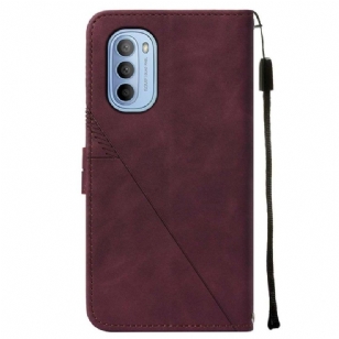 Housse Motorola Moto G31 / G41 effet cuir design géométrique