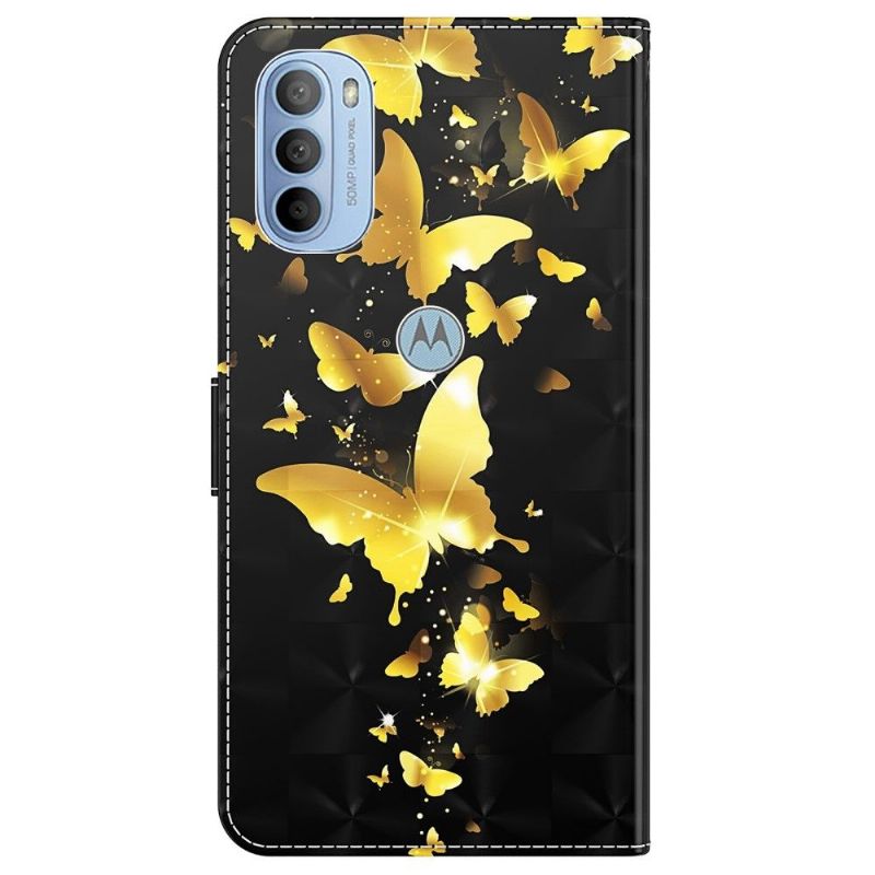 Housse Motorola Moto G31 / Moto G41 illustration papillons dorés