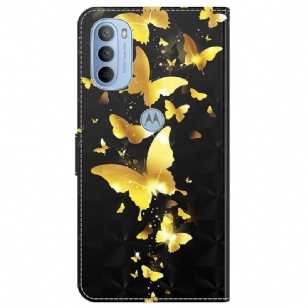 Housse Motorola Moto G31 / Moto G41 illustration papillons dorés