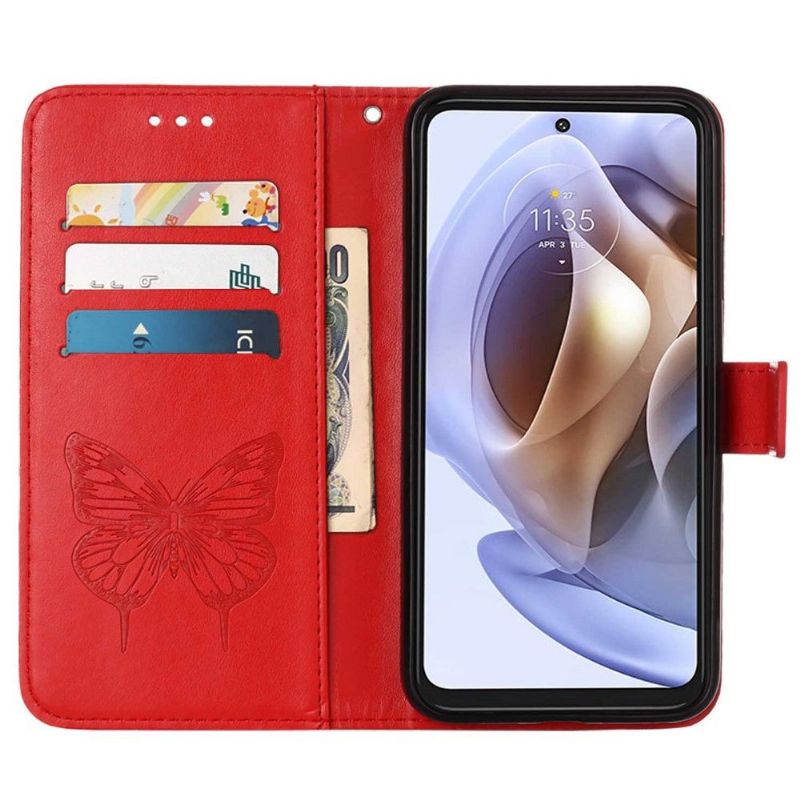 Housse Motorola Moto G31 / G41 Papillon Fleur Porte-Cartes