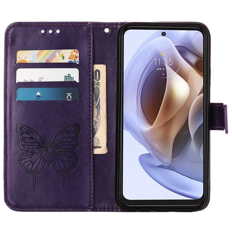 Housse Motorola Moto G31 / G41 Papillon Fleur Porte-Cartes