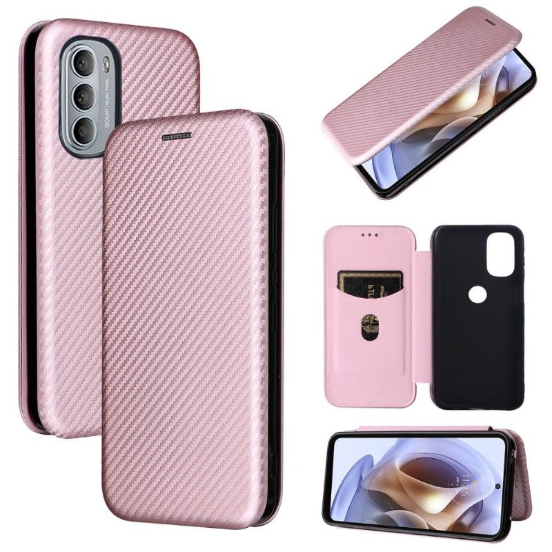 Housse Motorola Moto G31 / G41 simili cuir fibre de carbone