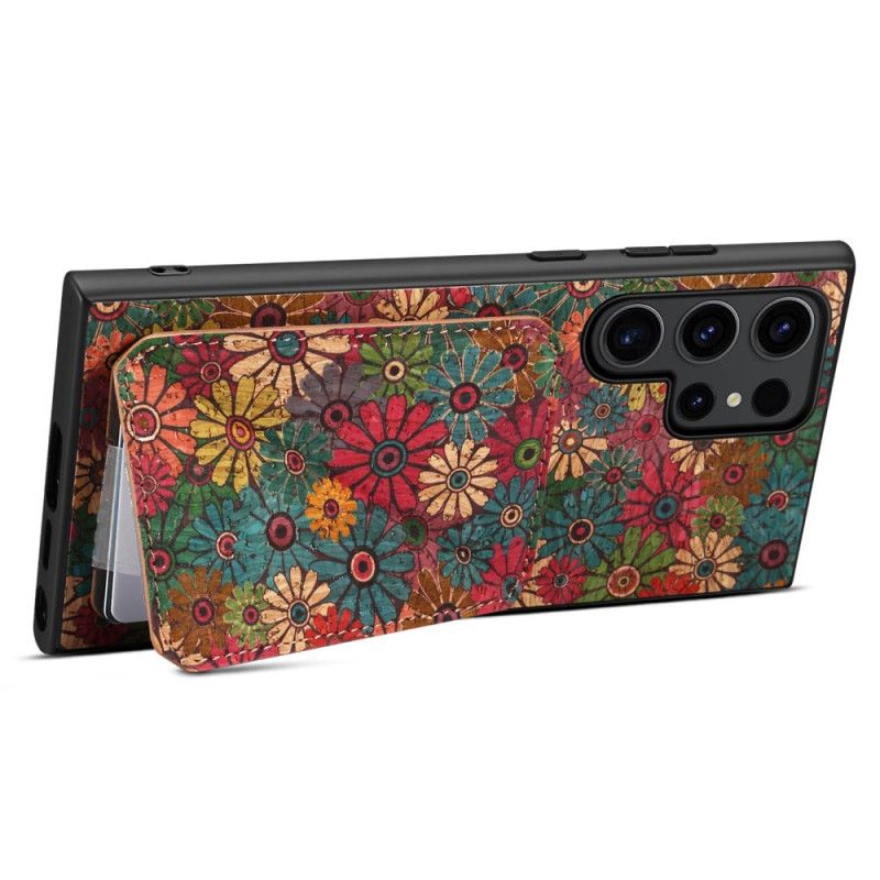 Coque Samsung Galaxy S24 Ultra 5G avec Porte-Cartes Florale