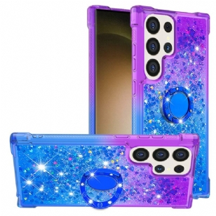 Coque Samsung Galaxy S24 Ultra 5G Dégradé Paillettes avec Anneau-Support