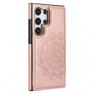 Coque Samsung Galaxy S24 Ultra 5G Motif Fleur Mandala et support