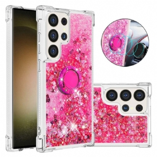 Coque Samsung Galaxy S24 Ultra 5G Paillettes avec Anneau-Support