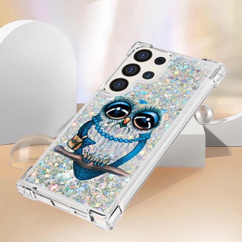 Coque Samsung Galaxy S24 Ultra 5G Paillettes Chouette